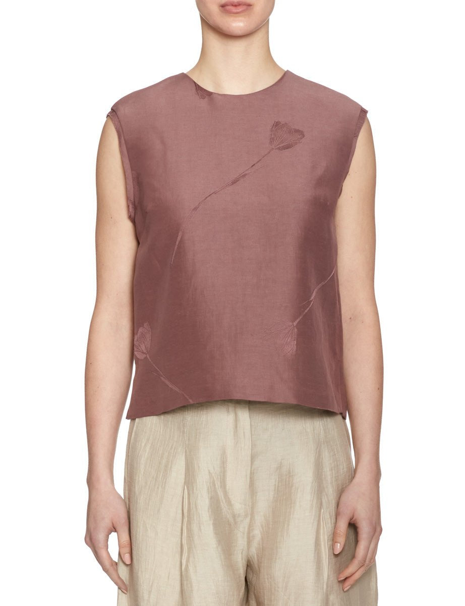 blusa edith jacquard malva - incotex - camicia manica corta