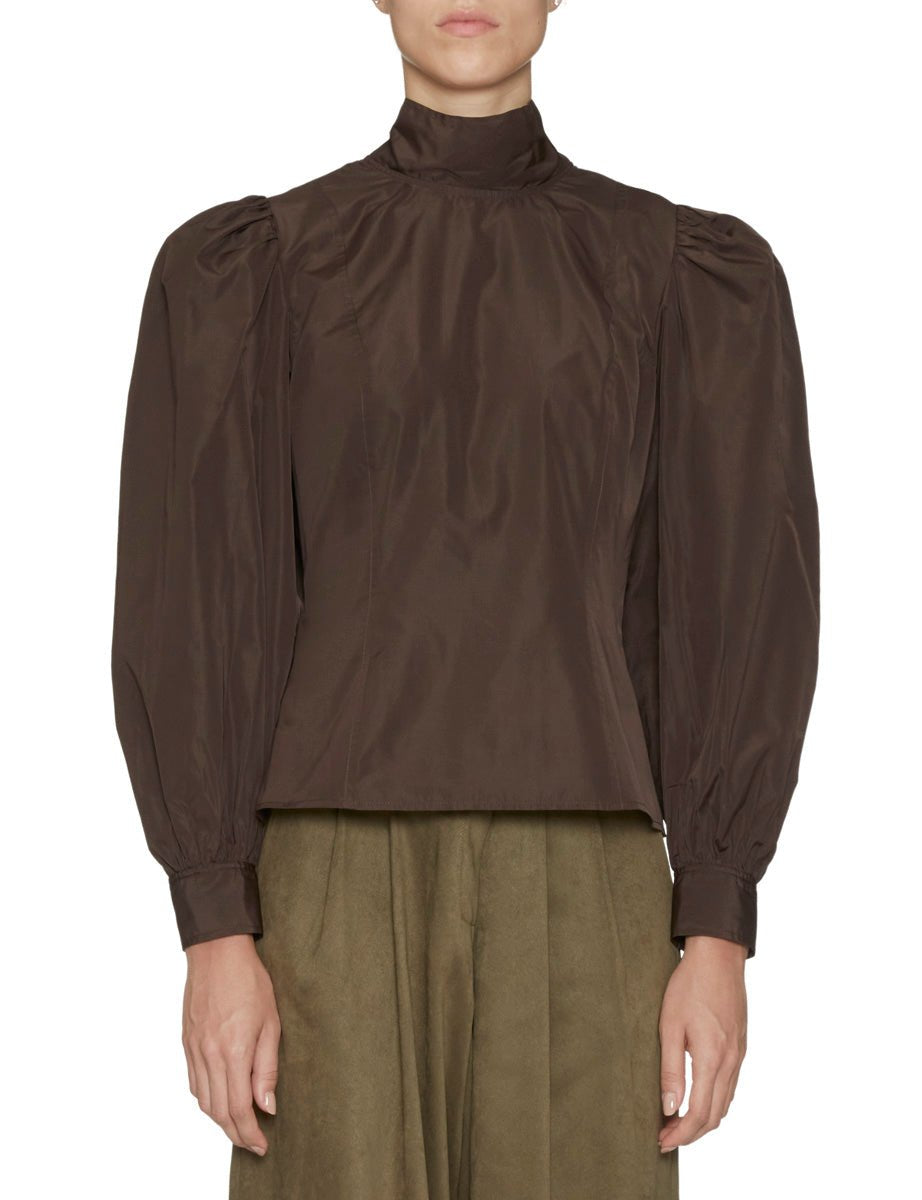 blusa giorgia seta sequoia - ulla johnson - camicia manica lunga