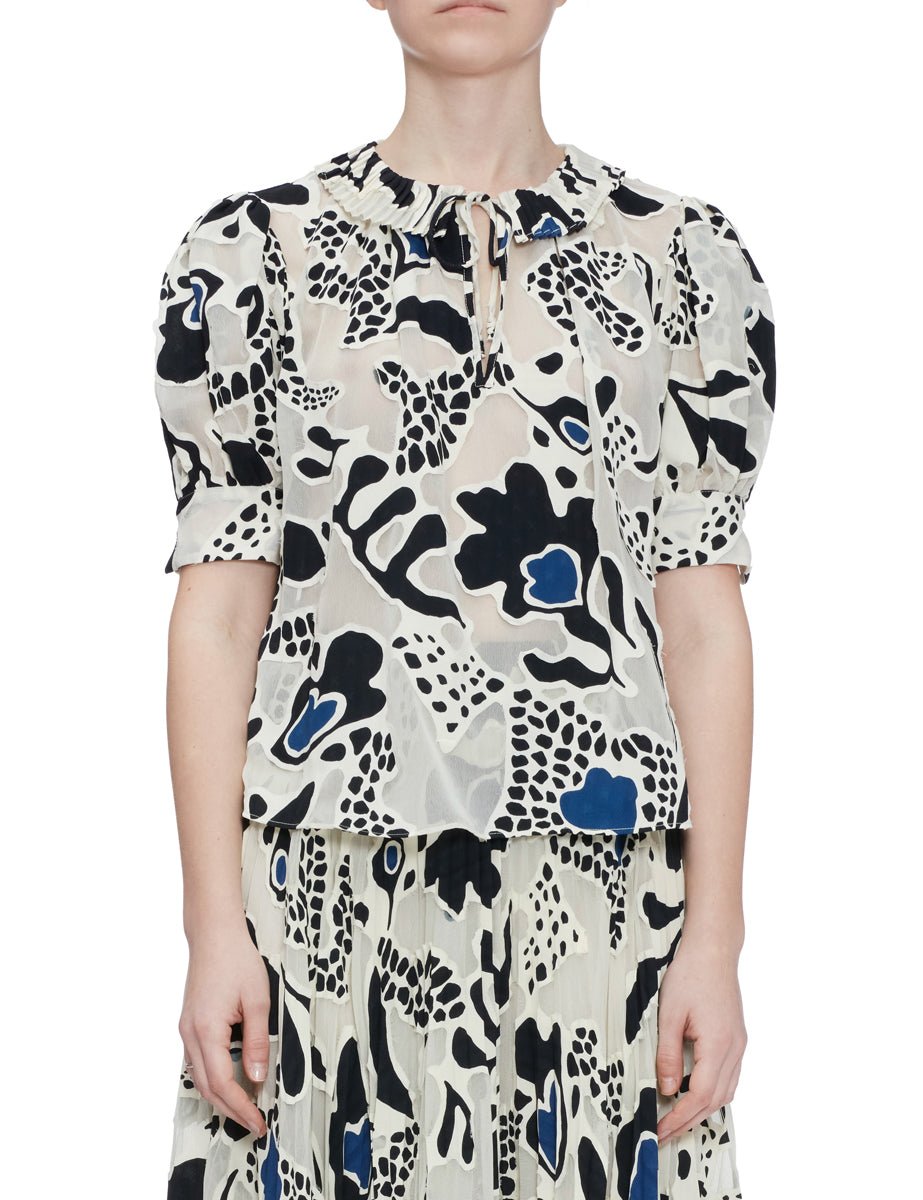 blusa marcella abstract floral porcelain - ulla johnson - camicia manica lunga