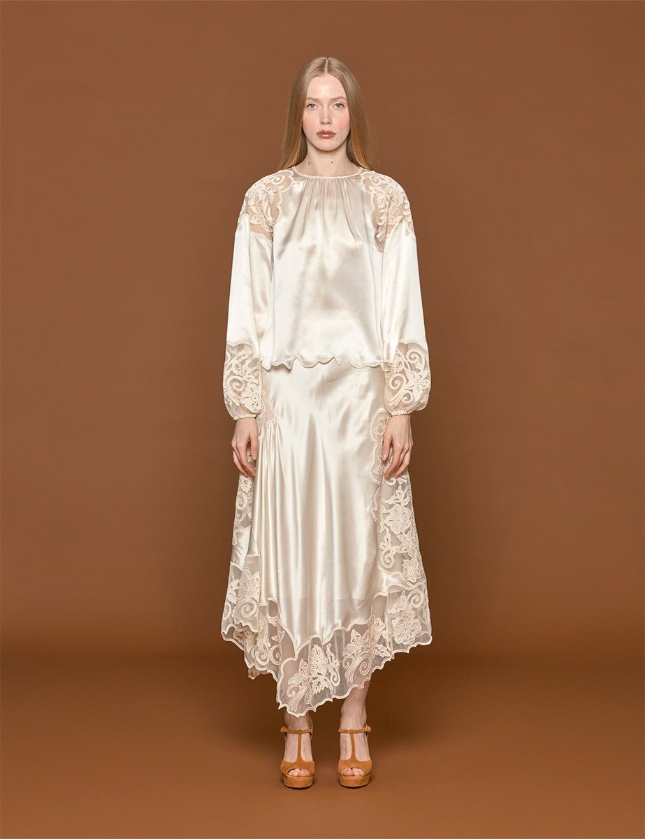 blusa mathilde seta cowrie - ulla johnson - camicia manica lunga