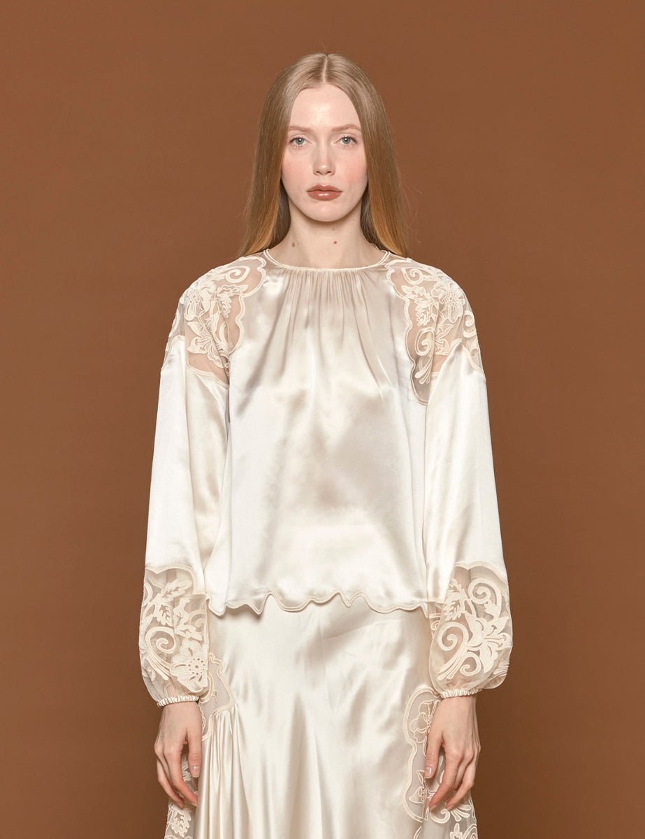 blusa mathilde seta cowrie - ulla johnson - camicia manica lunga