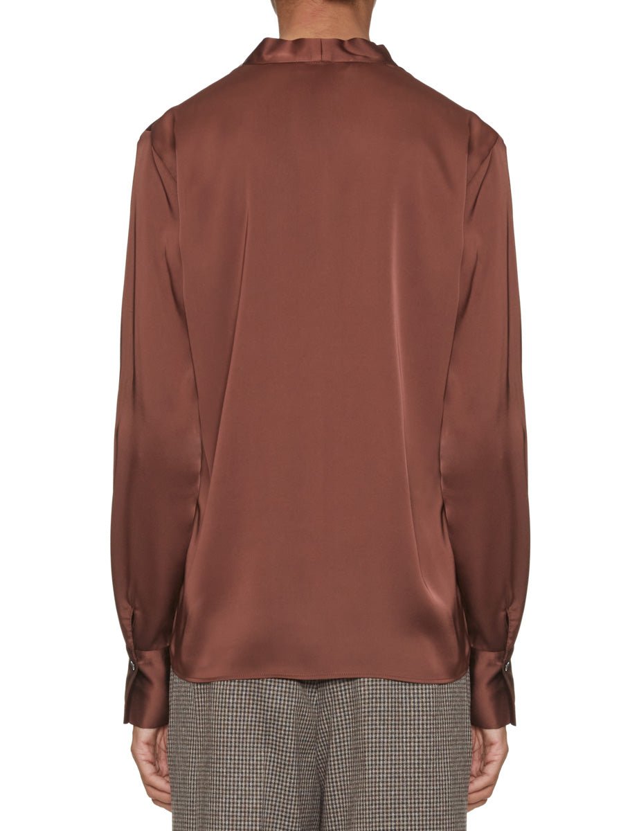 blusa misto seta scollo v fondente - blufrida - camicia manica lunga
