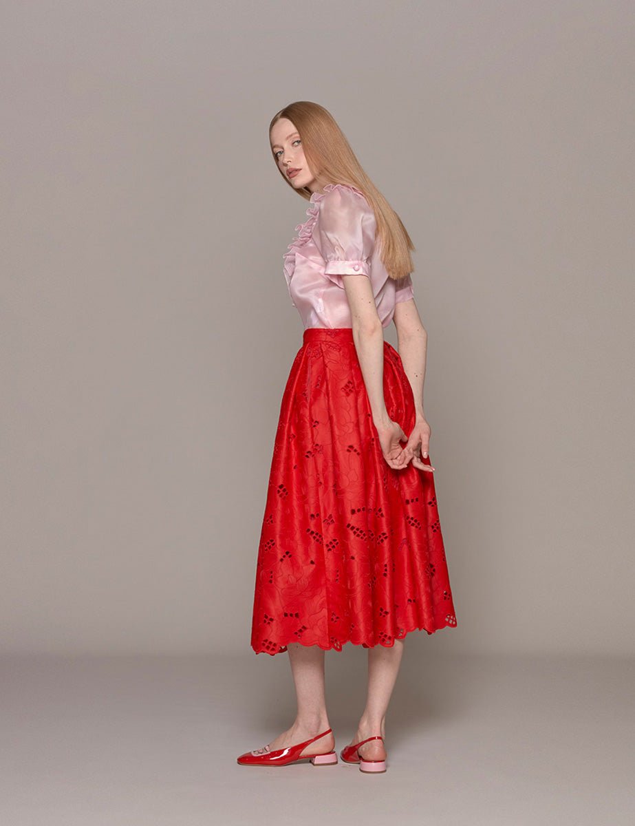 blusa organza fiocco rosa - vivetta - camicia manica corta