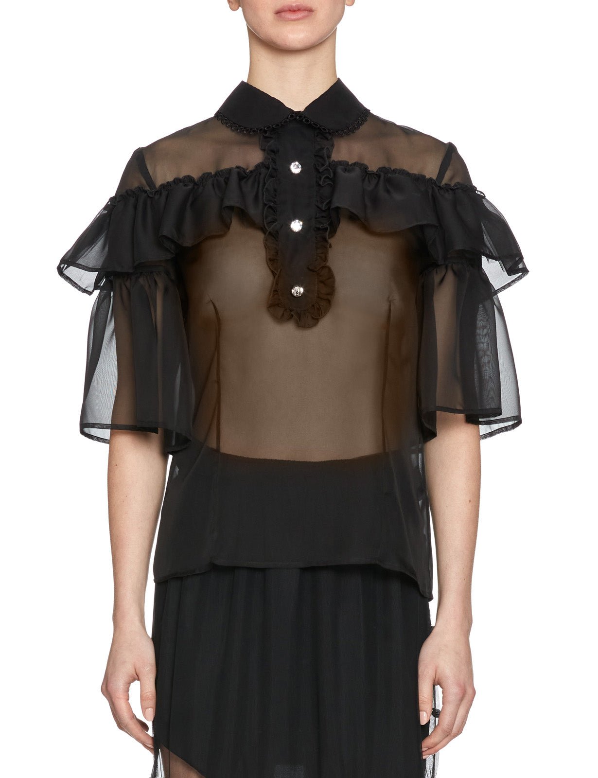 blusa rouches voile black - vivetta - camicia manica corta