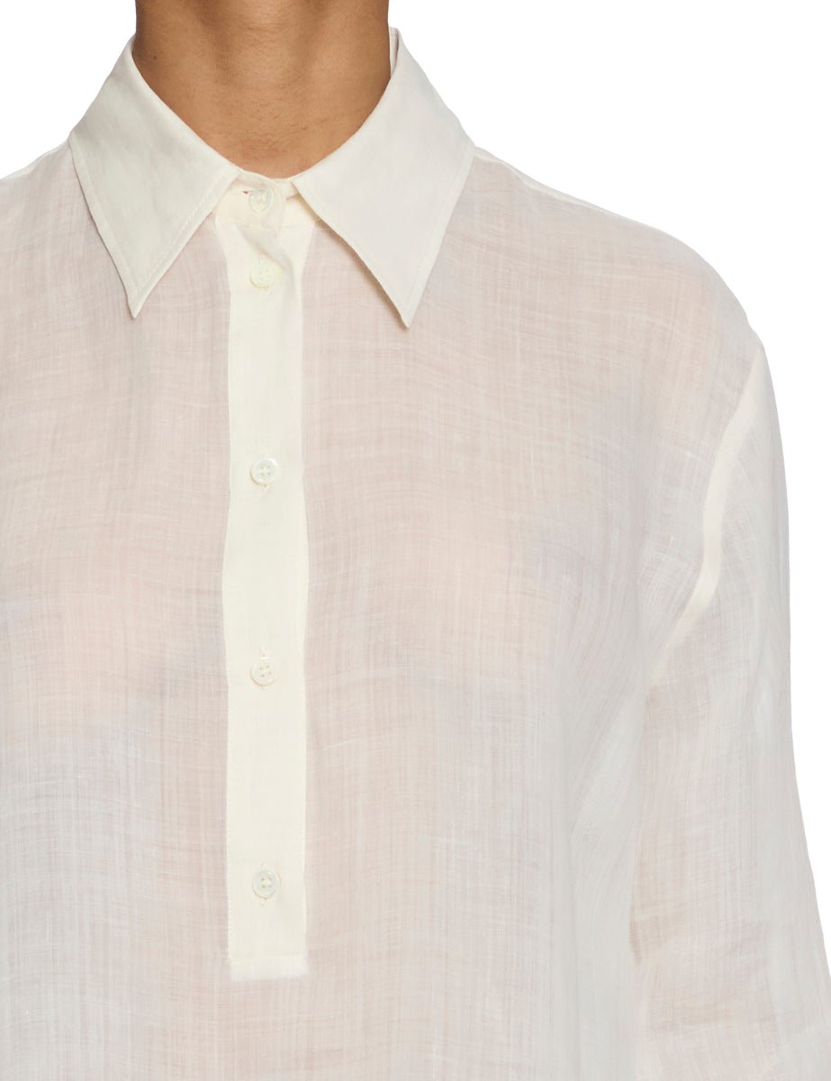 blusa serafino collo camicia avorio - slowear - camicia manica lunga