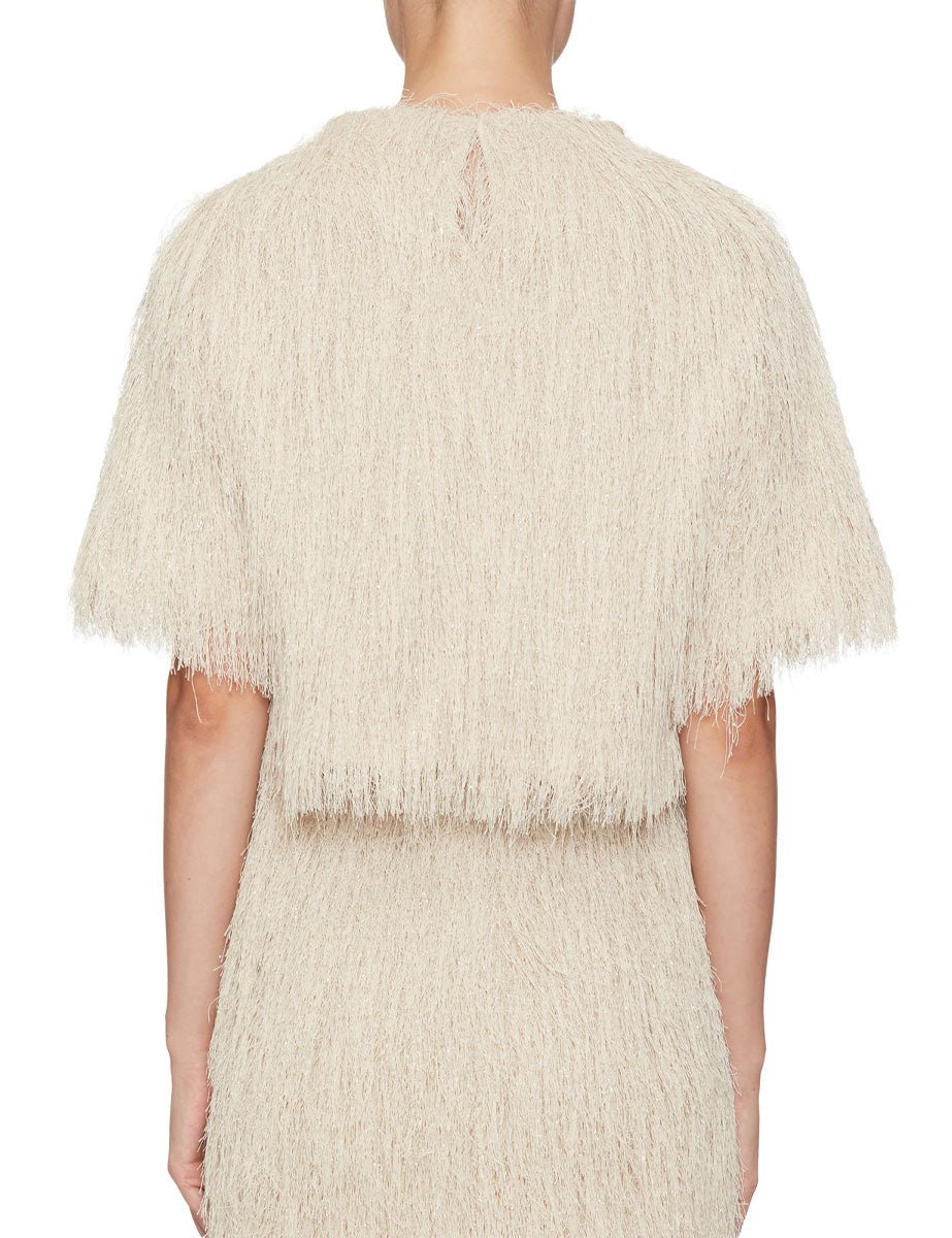 blusa tessuto frangia cream - beatrice b - pullover