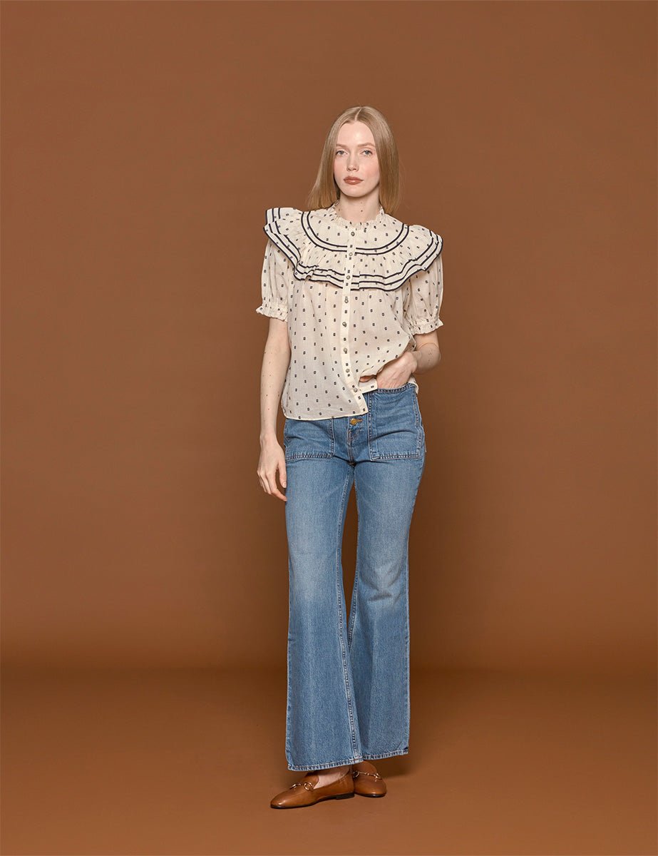 blusa wren eclipse dot ivory - ulla johnson - camicia manica corta