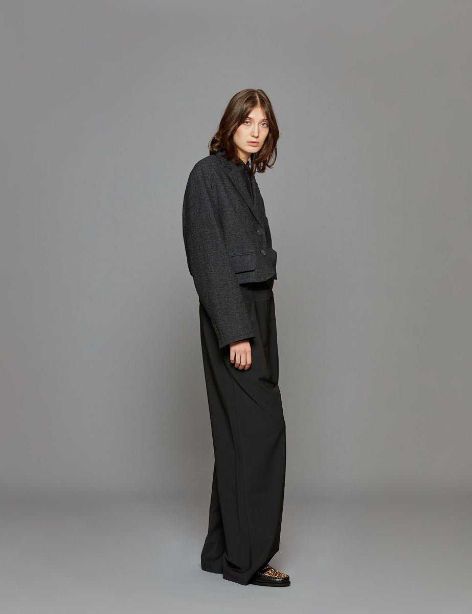 bomber blazer crop grey multi - tibi - blazer