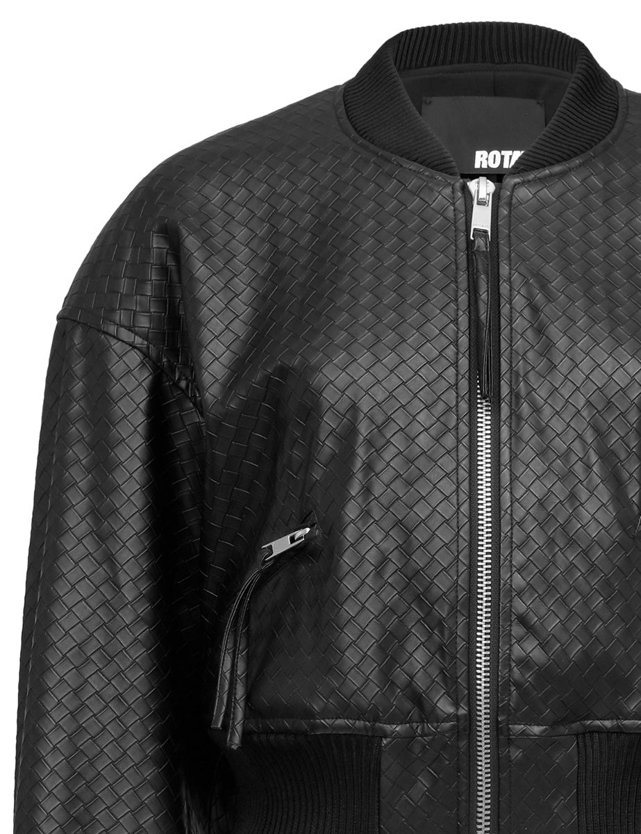 bomber cropped braided nero - rotate - bomber