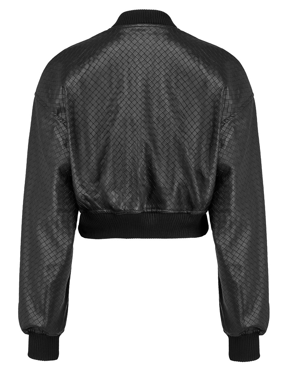 bomber cropped braided nero - rotate - bomber