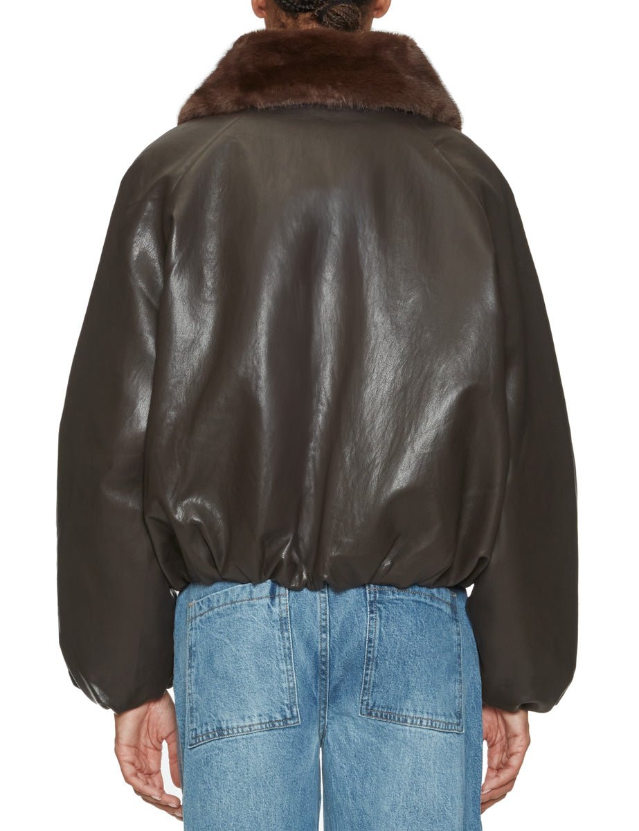 bomber ecopelle collo ecofur moro - blufrida - bomber