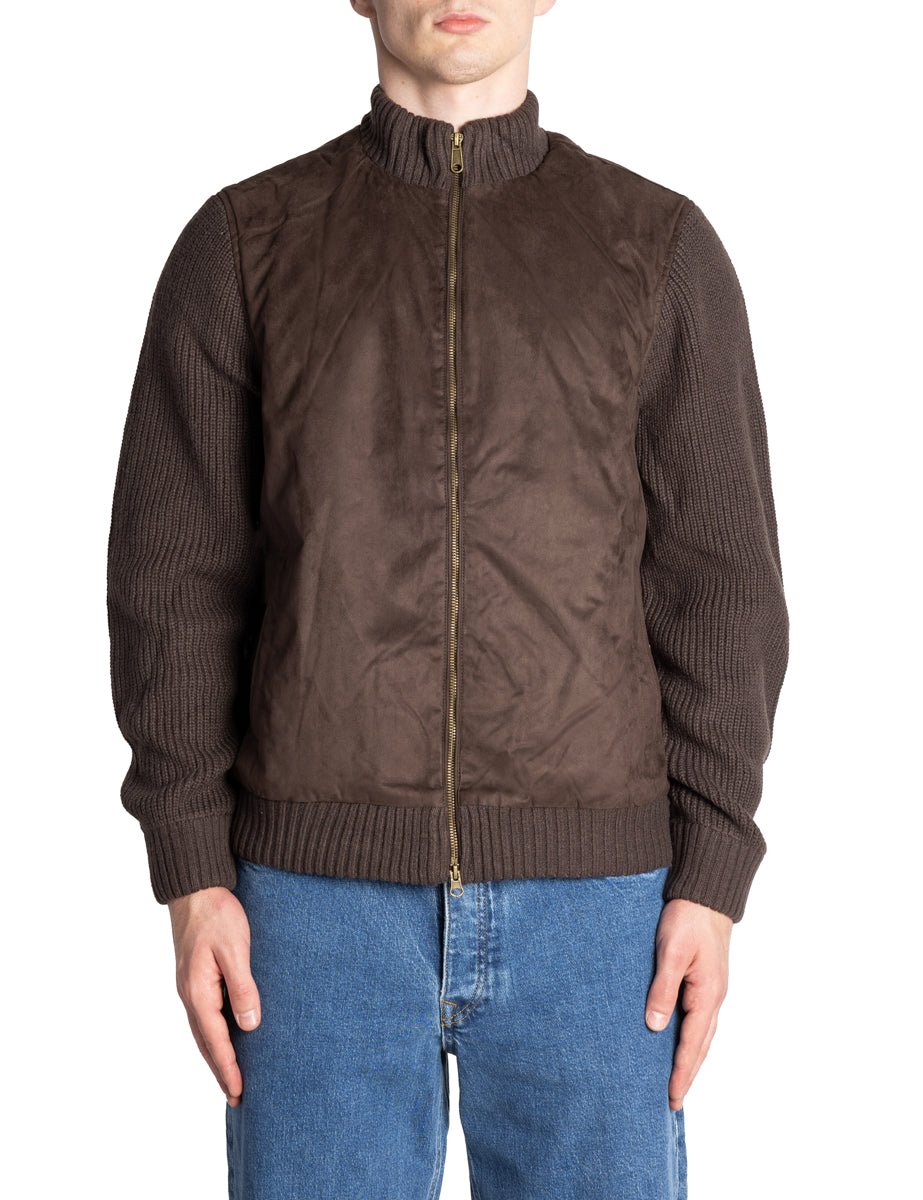 bomber ecosuede maglia marrone espresso - alley docks - giacca