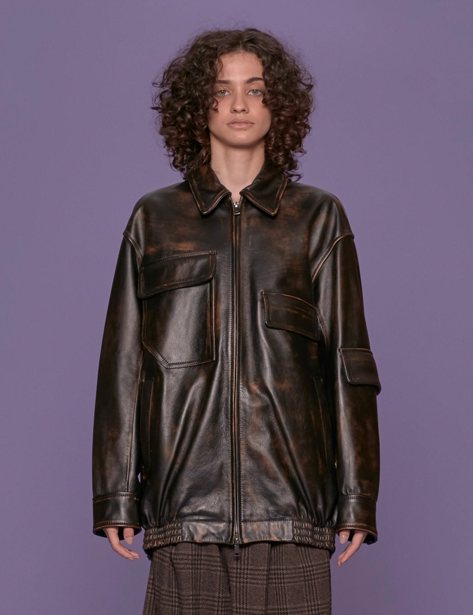 bomber oversized aviatore marrone - tibi - bomber