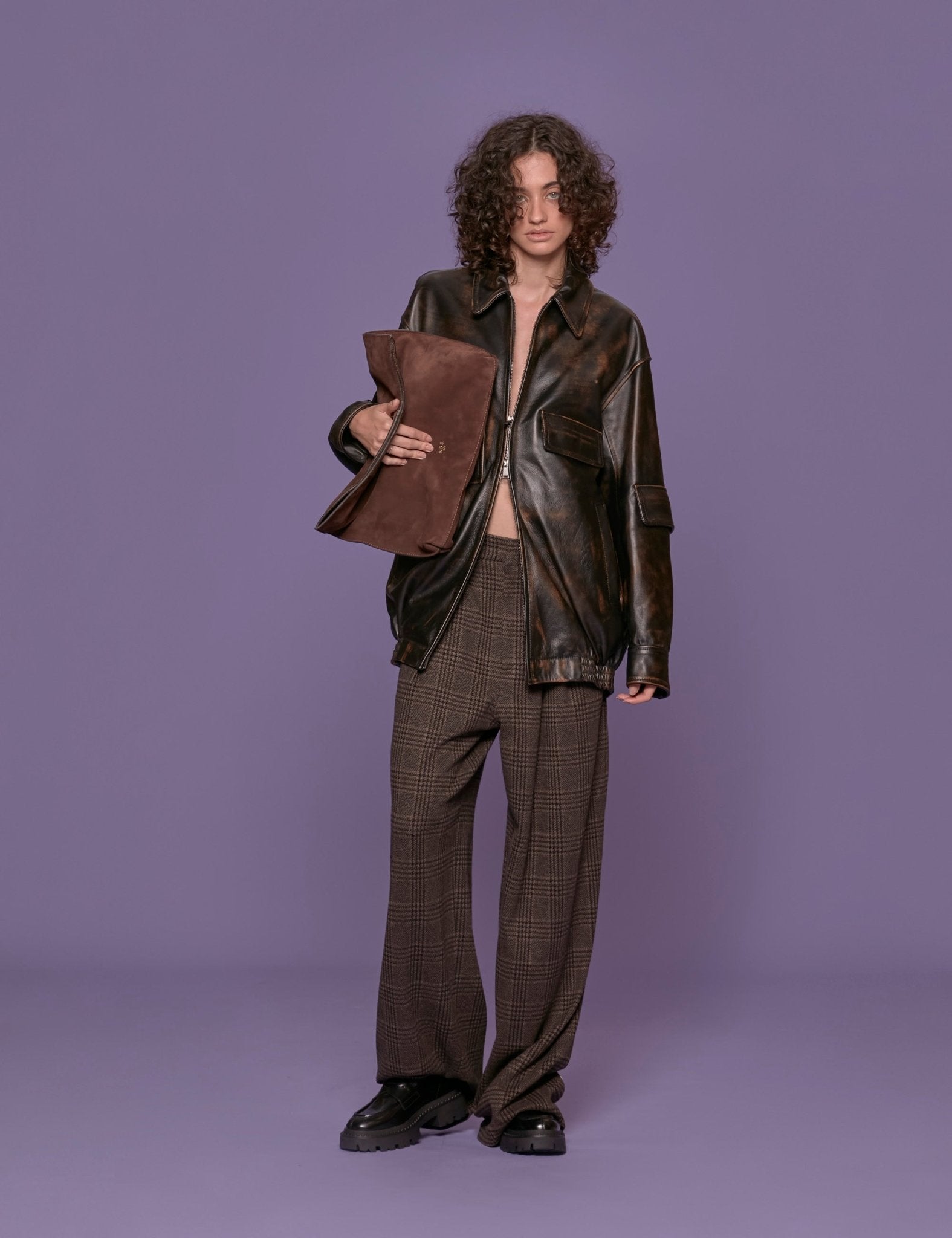 bomber oversized aviatore marrone - tibi - bomber