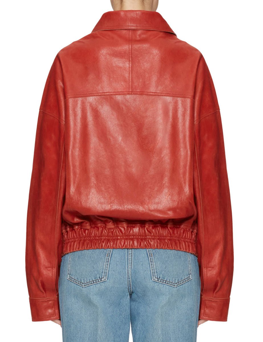 bomber pelle effetto vintage rosso - alysi - bomber