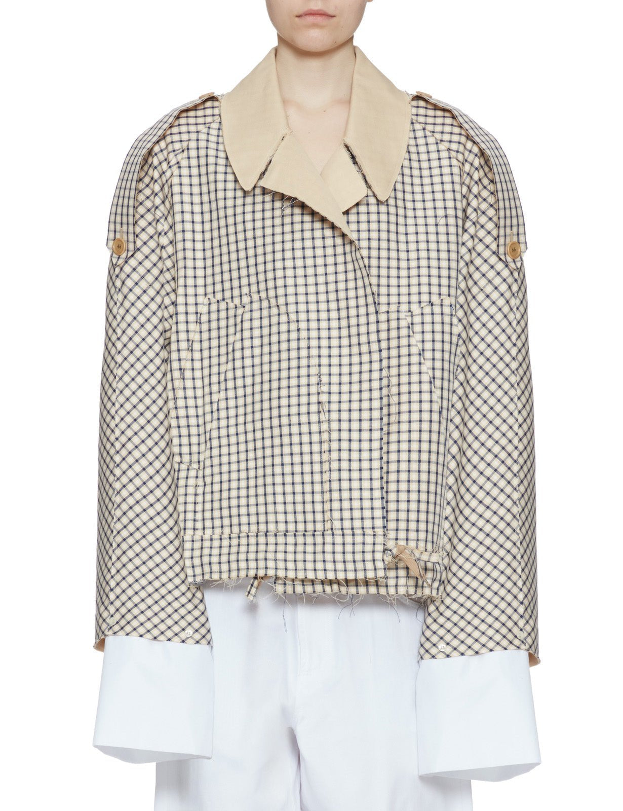 bomber reversibile check beige blu - jejia - bomber