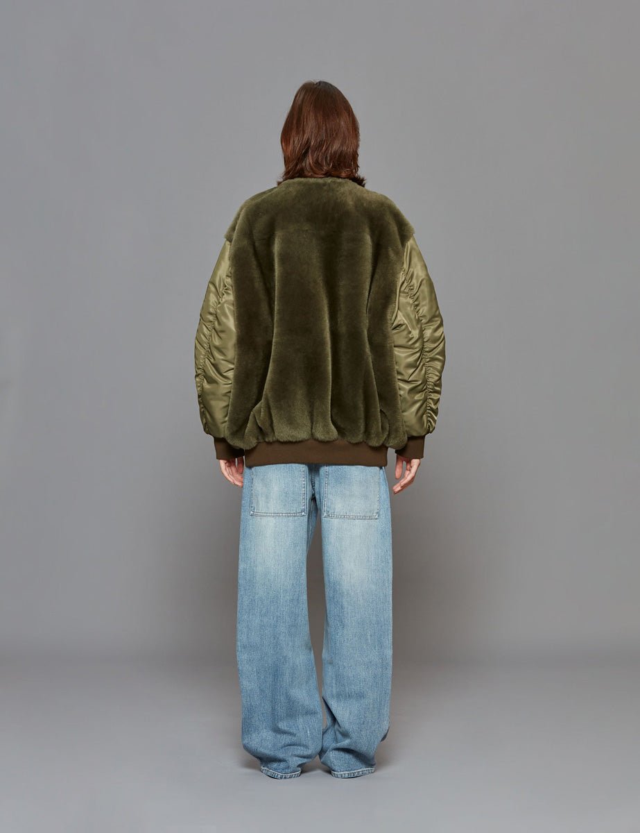 bomber shearling and nylon militare - blancha - bomber