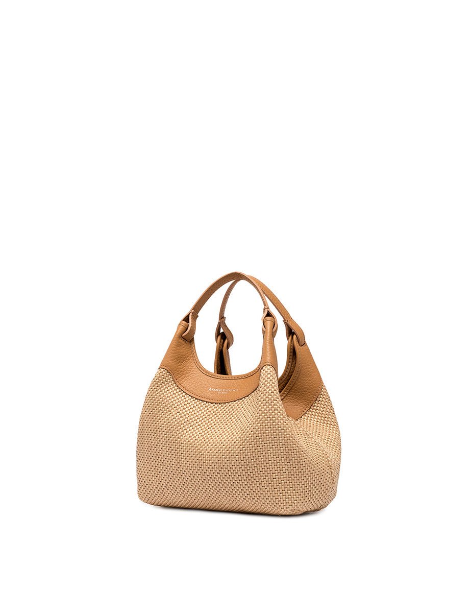 borsa dua pelle tessuto nature - gianni chiarini - shopper