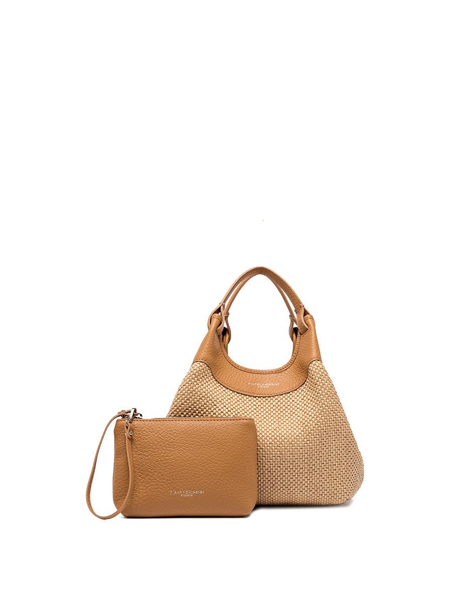 borsa dua pelle tessuto nature - gianni chiarini - shopper