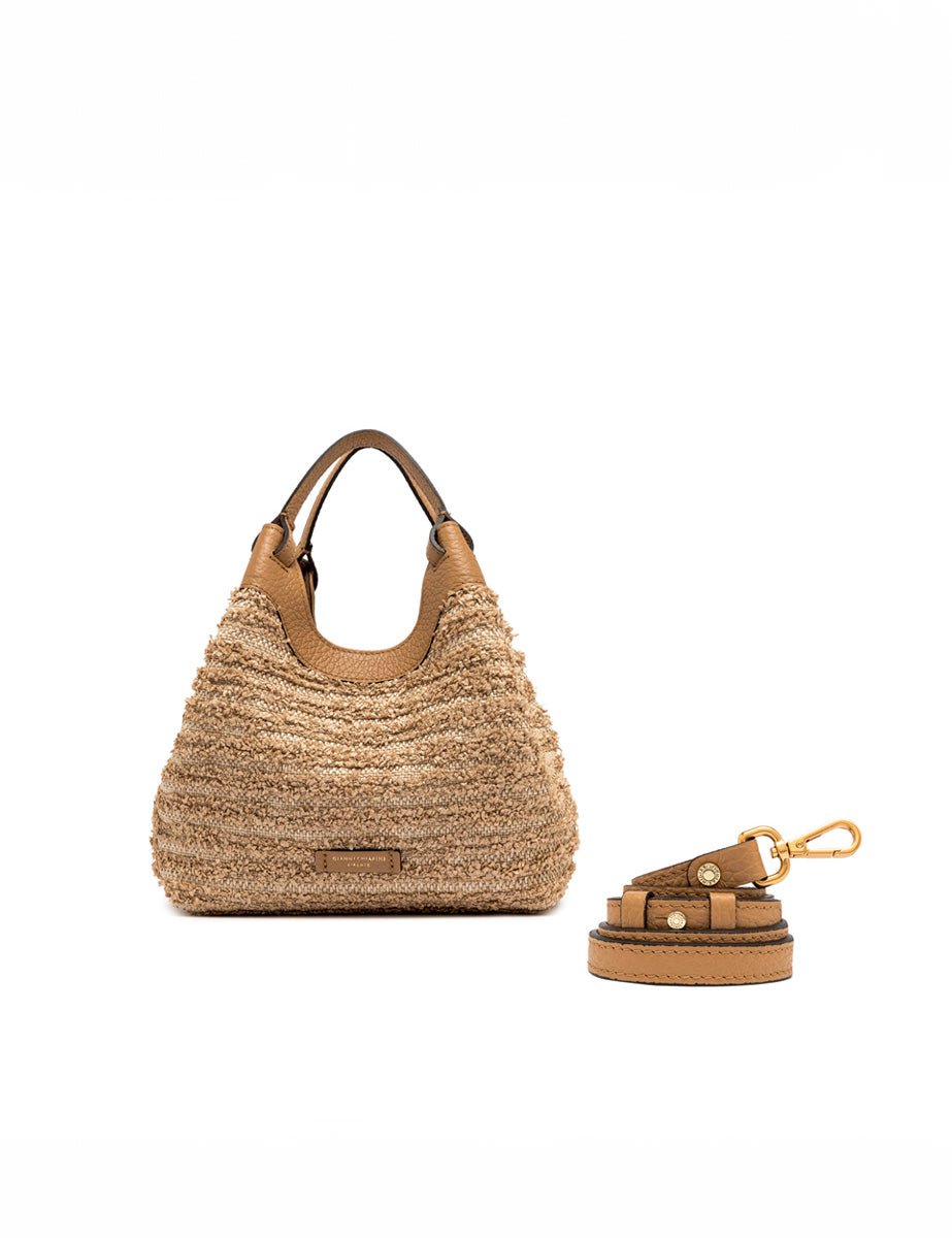 borsa dua rafia medium nature - gianni chiarini - shopper