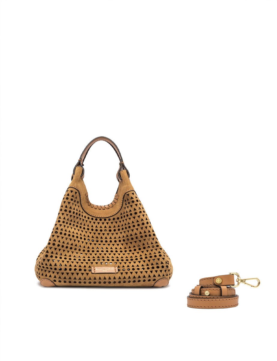 borsa dua traforata medium peanut butter - gianni chiarini - shopper