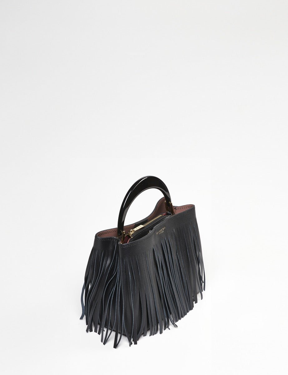 borsa ingrid frange dark nero - my best bag - shopper