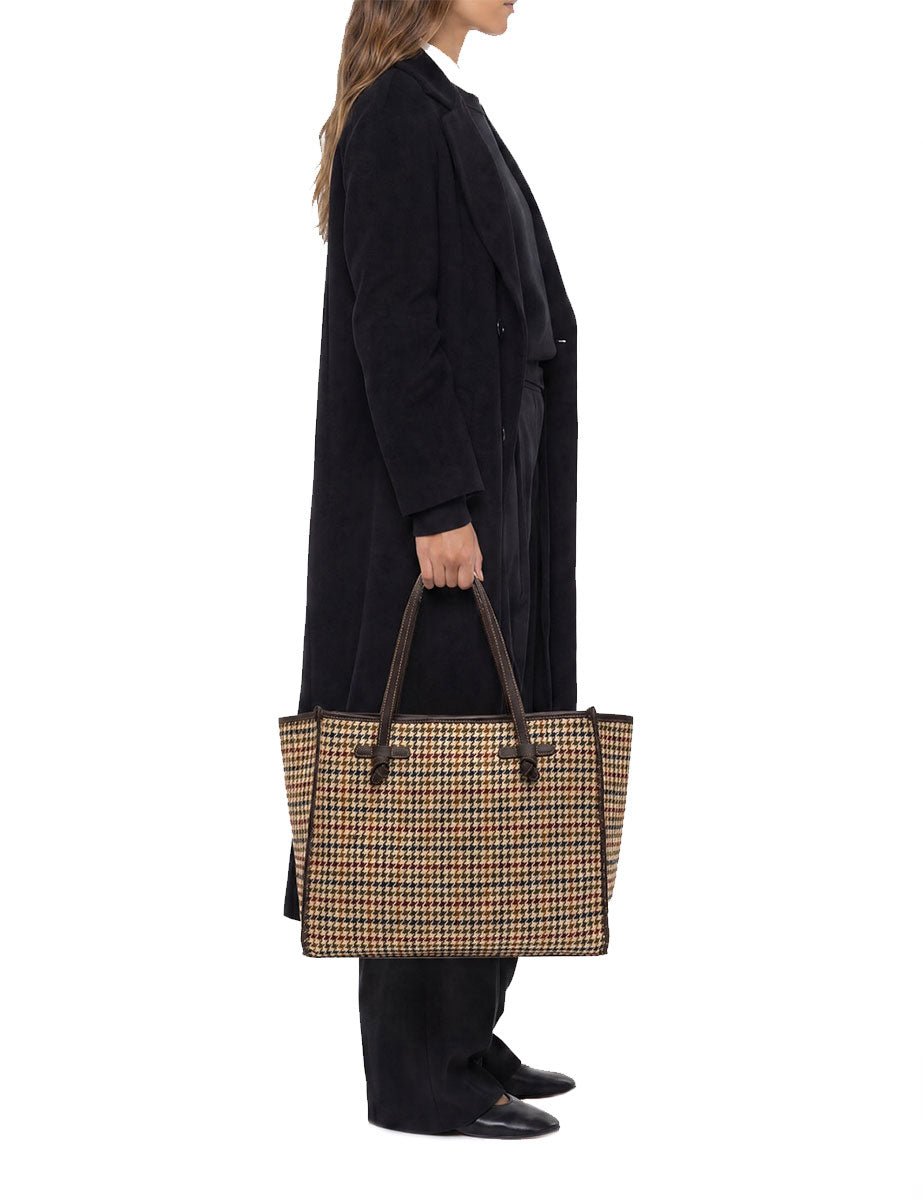 borsa marcella pied de poule beige - gianni chiarini - shopper