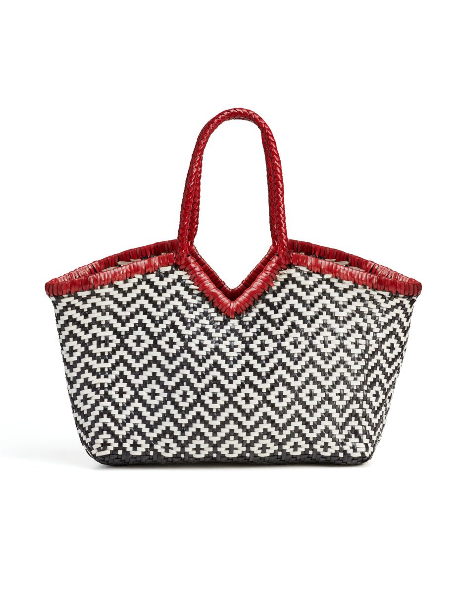 borsa neruda intreccio white red black - vipera - shopper