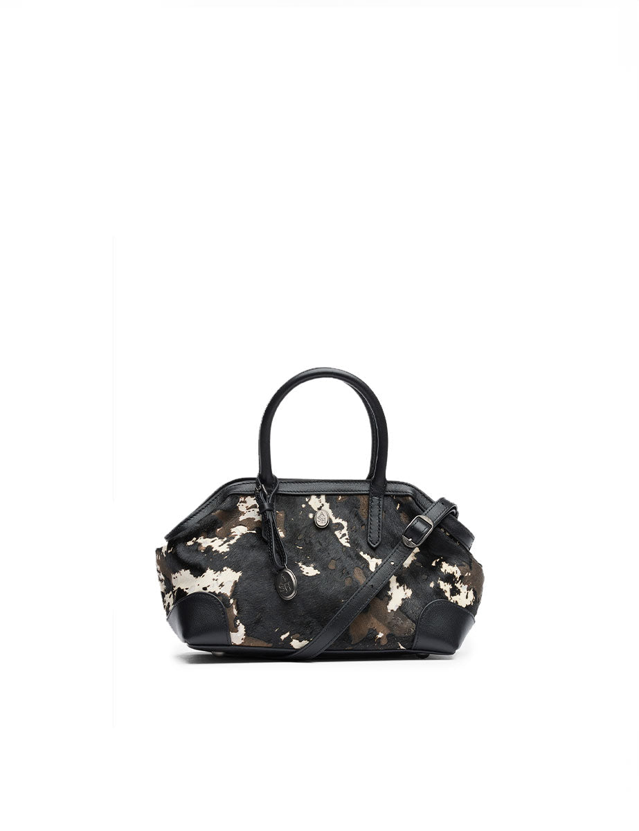 borsa pelle cavallino stampa mucca nero - ash - shopper