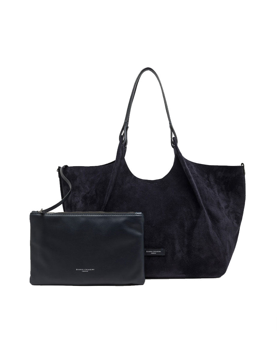 borsa pelle dua blu - gianni chiarini - shopper