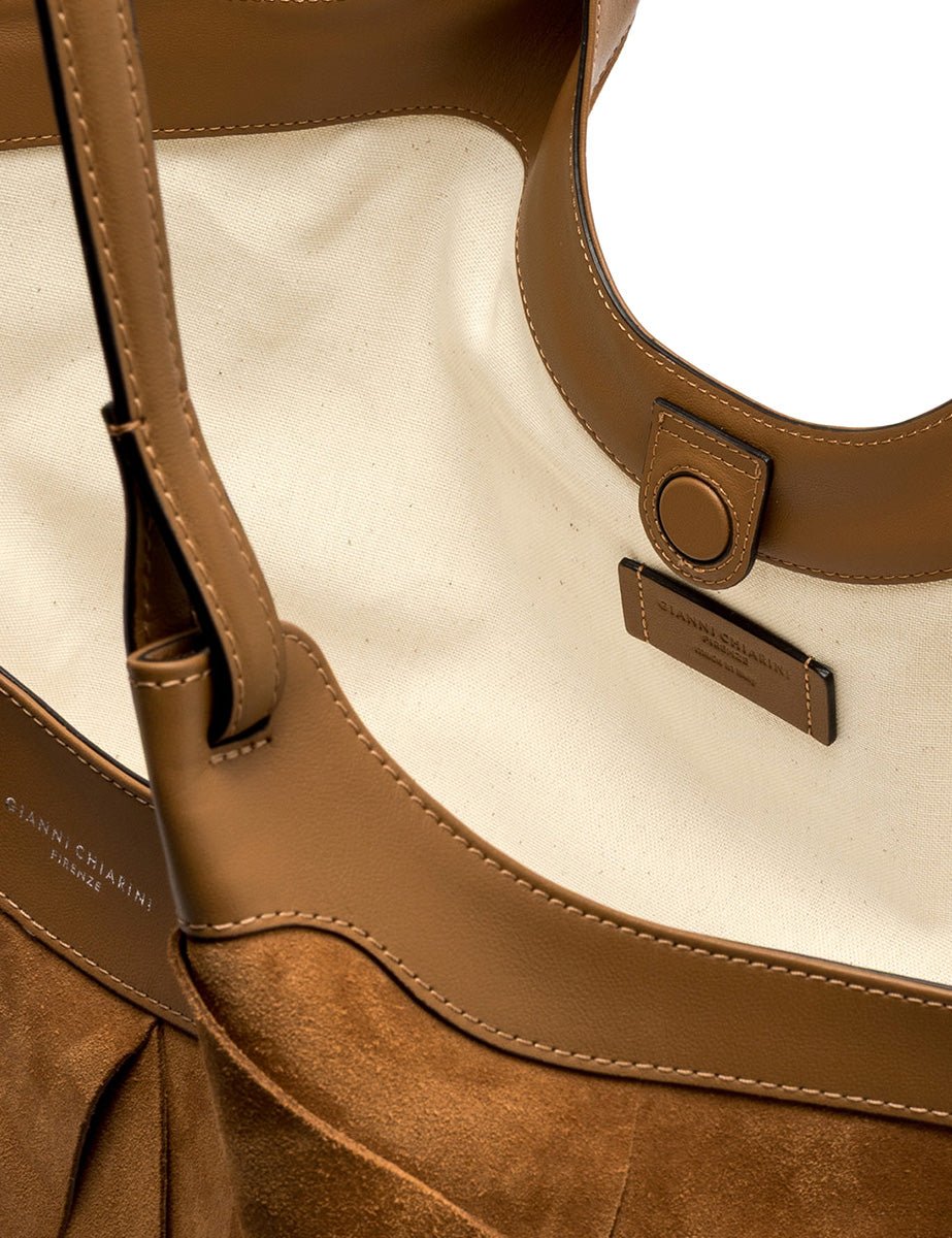 borsa pelle dua intreccio caramel - gianni chiarini - shopper