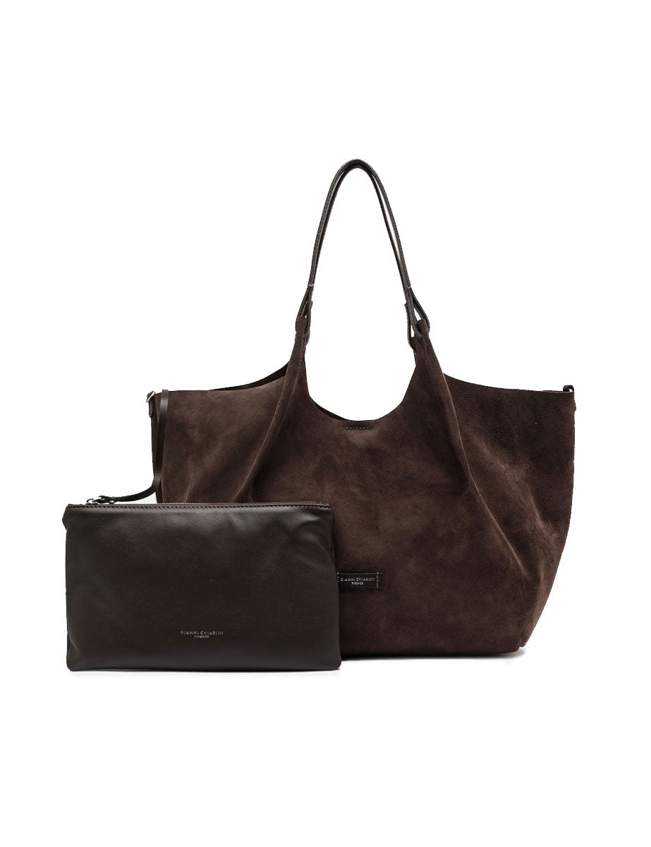 borsa pelle dua marrone scuro - gianni chiarini - shopper