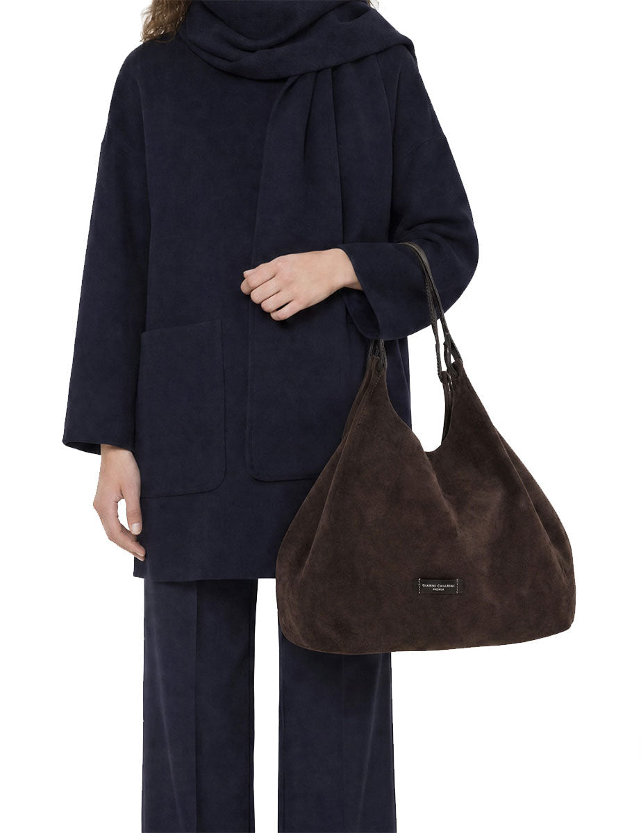 borsa pelle dua marrone scuro - gianni chiarini - shopper