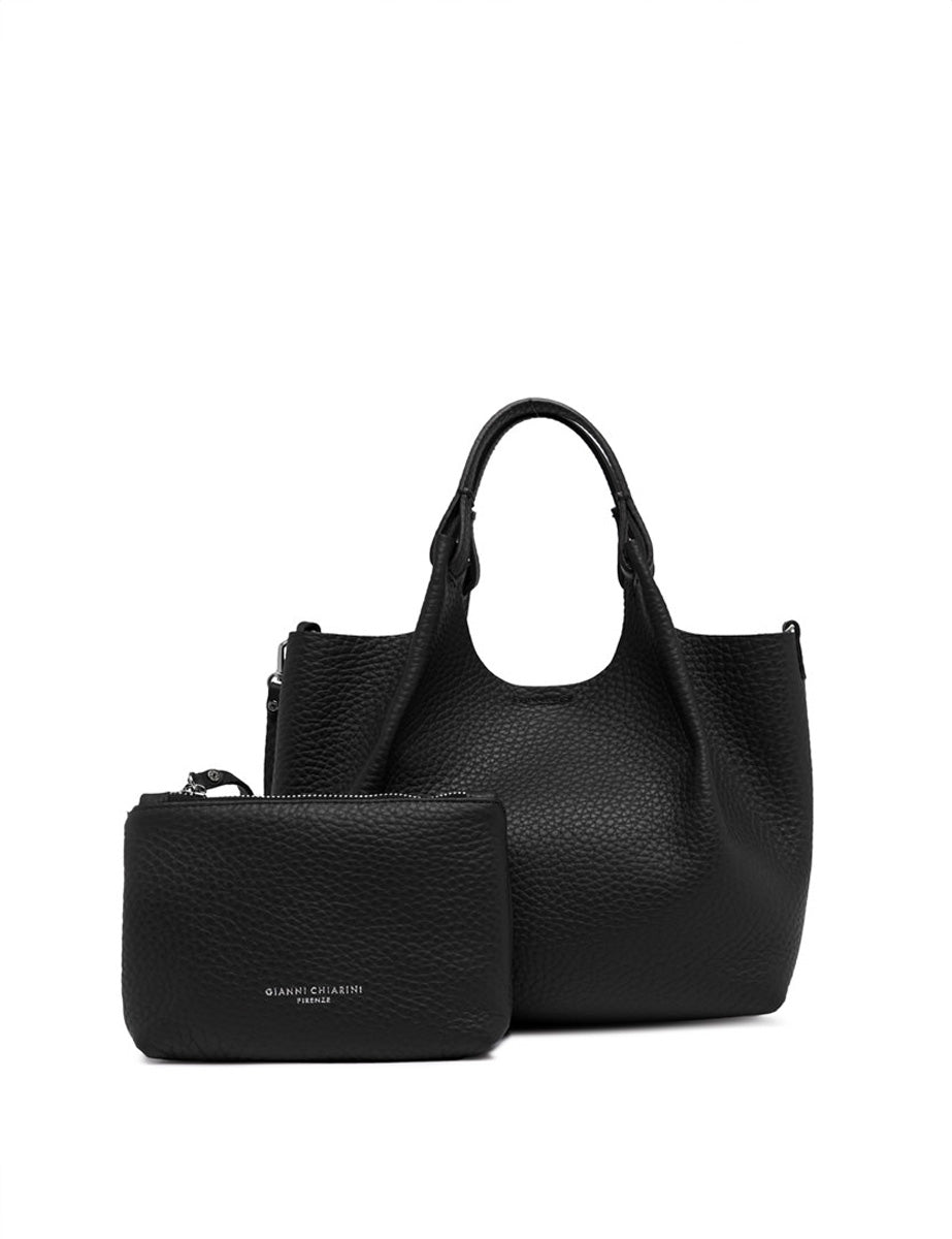 borsa pelle dua nero castoro - gianni chiarini - shopper