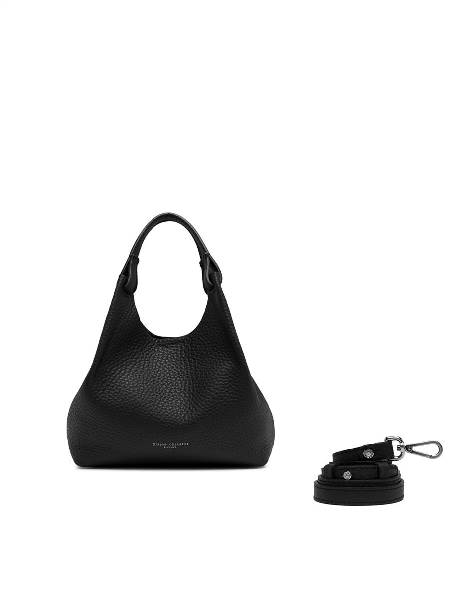 borsa pelle dua nero castoro - gianni chiarini - shopper