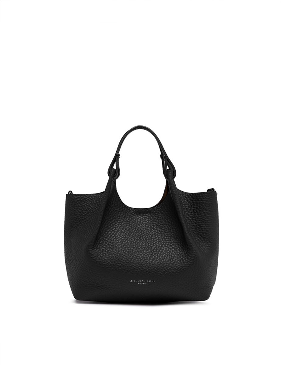 borsa pelle dua nero castoro - gianni chiarini - shopper