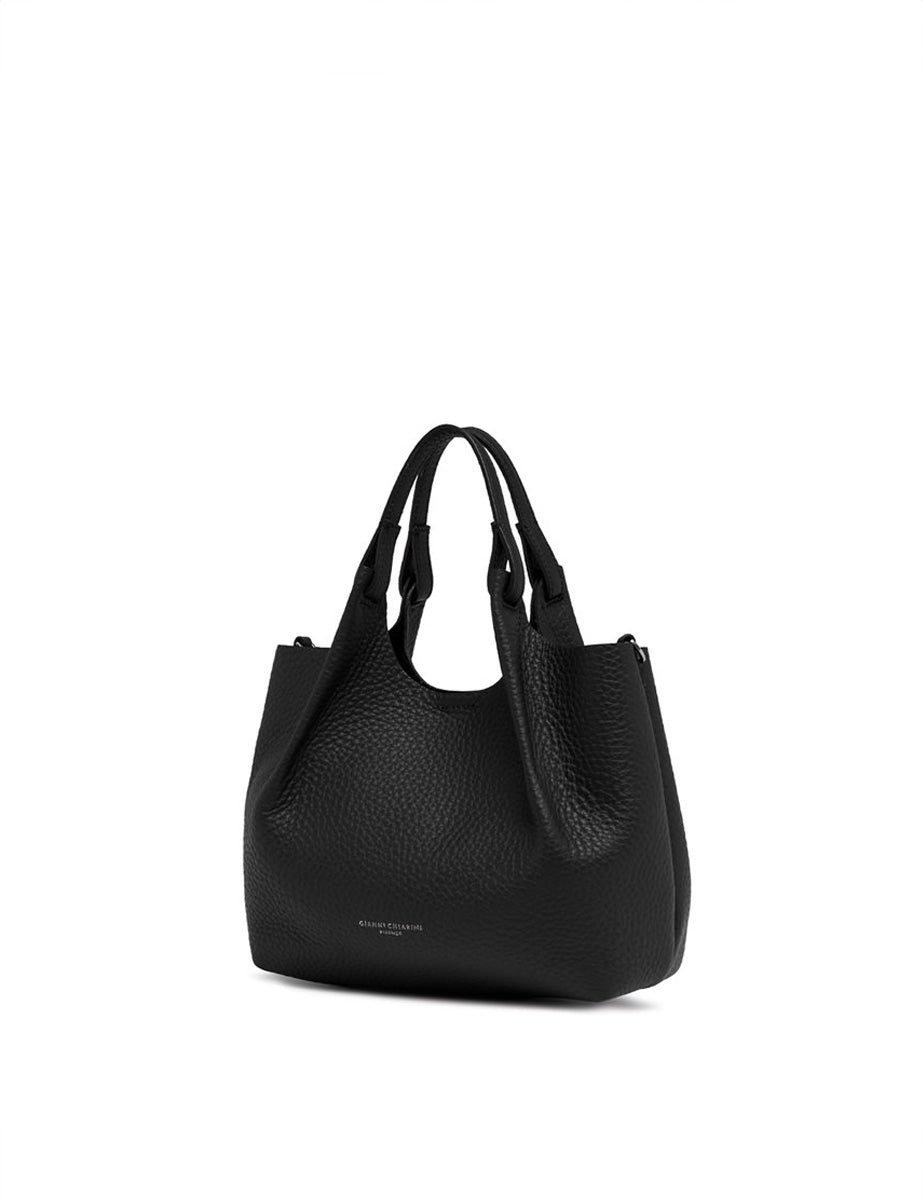 borsa pelle dua nero castoro - gianni chiarini - shopper