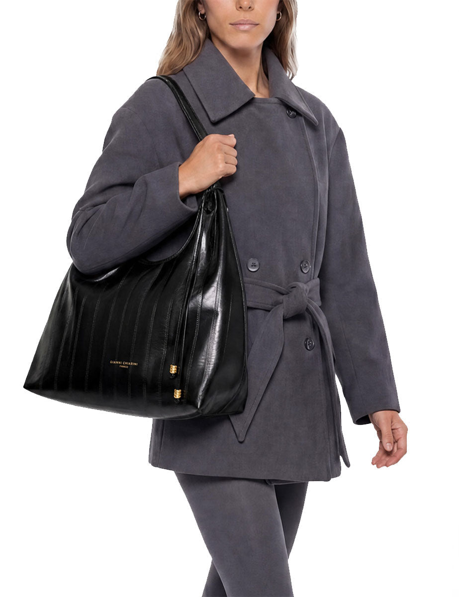 borsa pelle dua nero - gianni chiarini - shopper