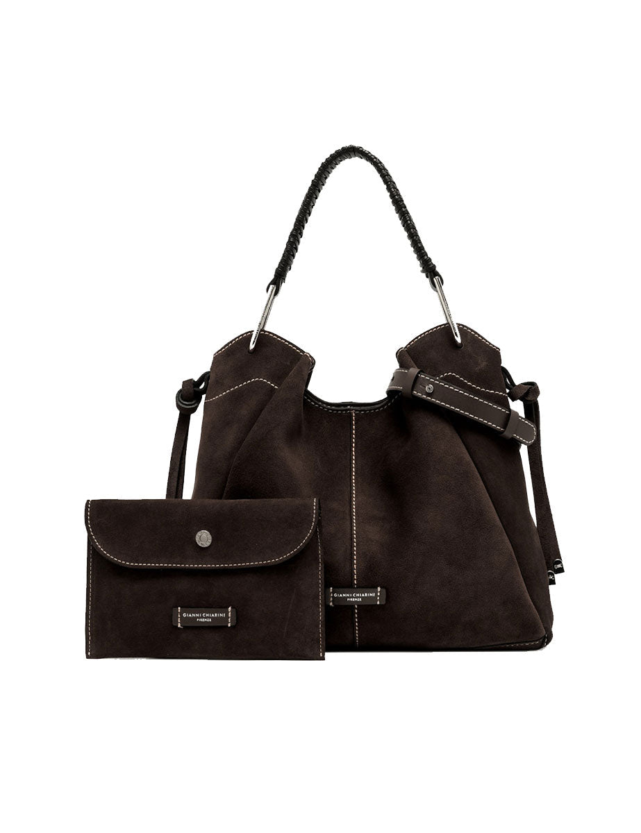 borsa pelle era marrone scuro - gianni chiarini - shopper