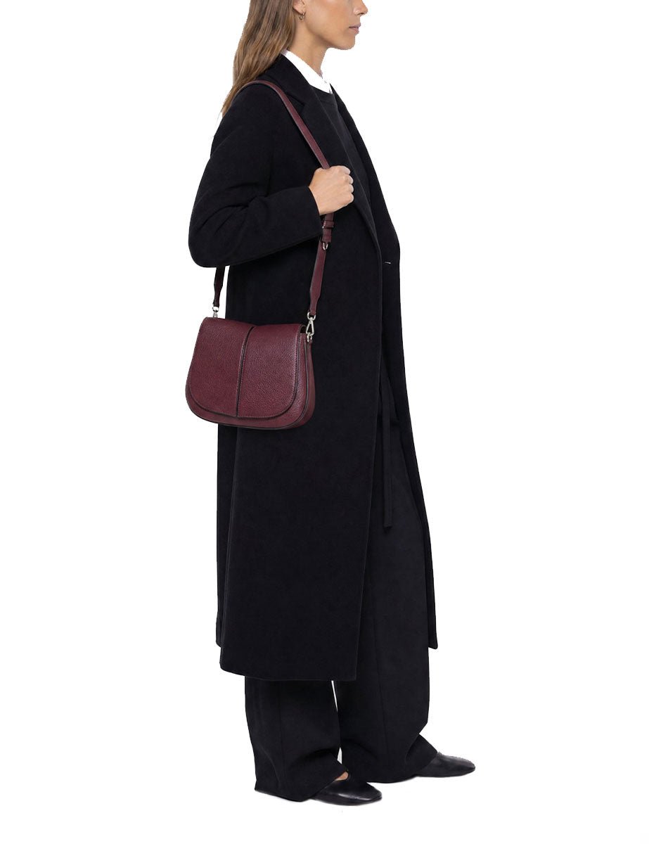 borsa pelle helena round bordeaux - gianni chiarini - clutch