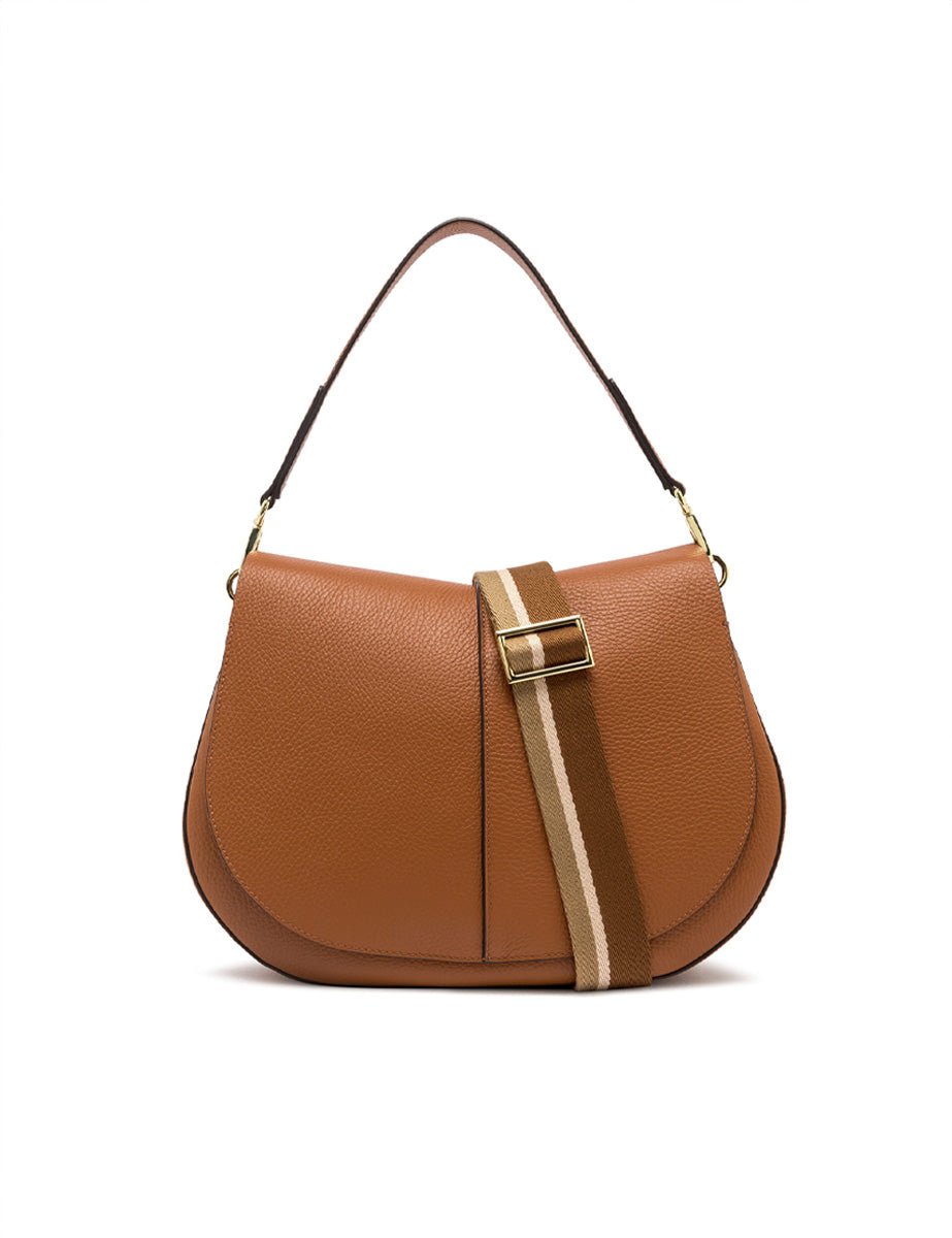 borsa pelle helena round caramello - gianni chiarini - clutch