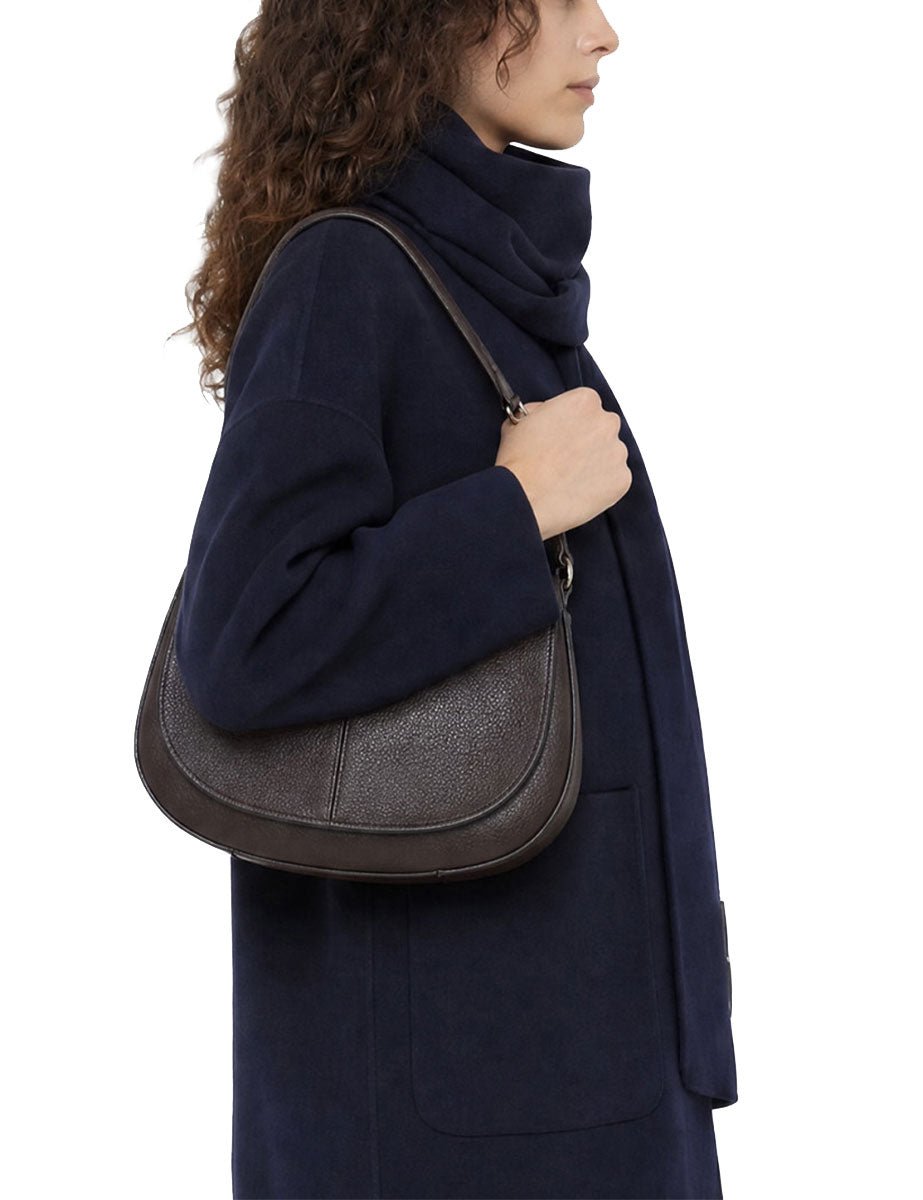 borsa pelle helena round marrone scuro - gianni chiarini - clutch