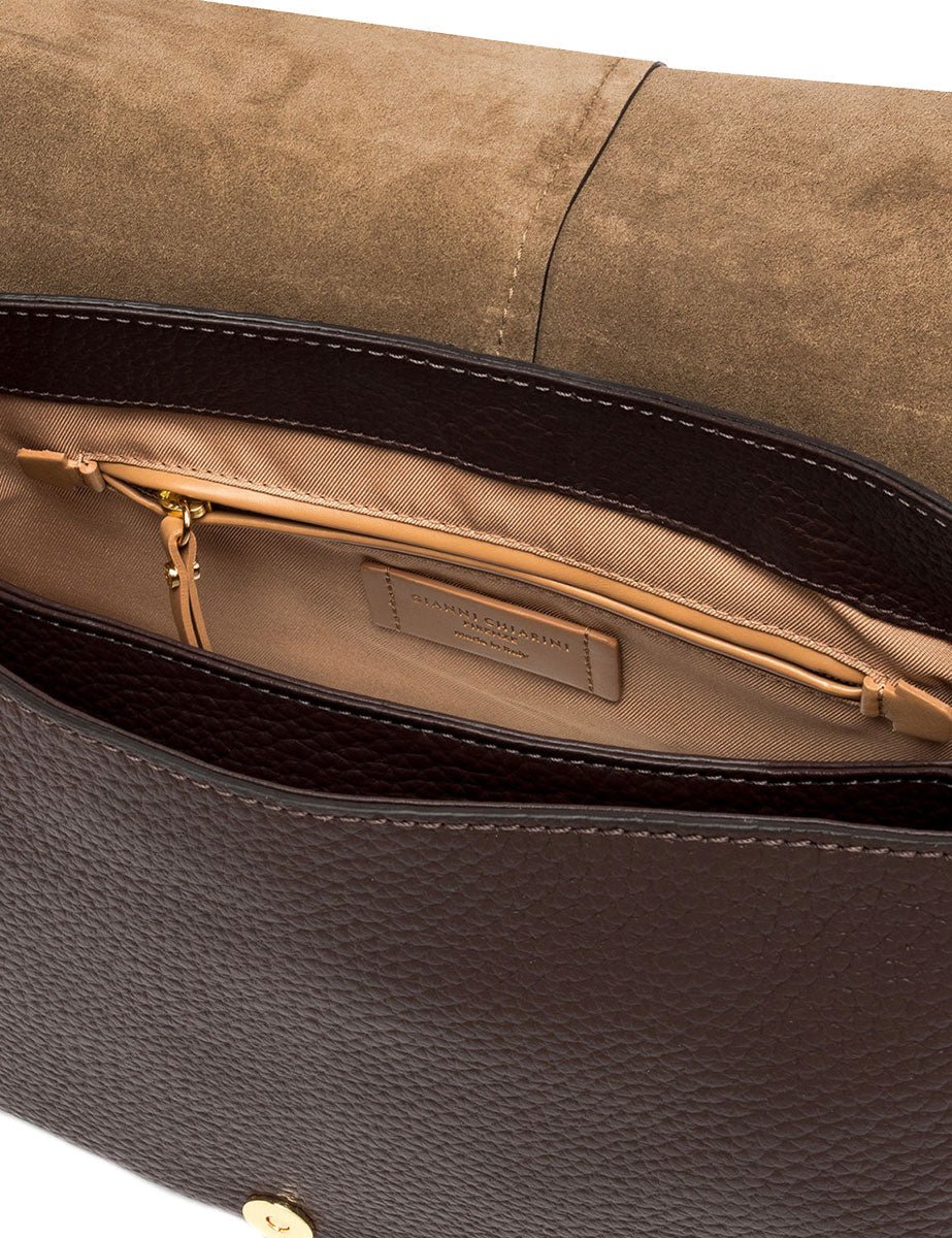 borsa pelle helena round marrone scuro - gianni chiarini - clutch