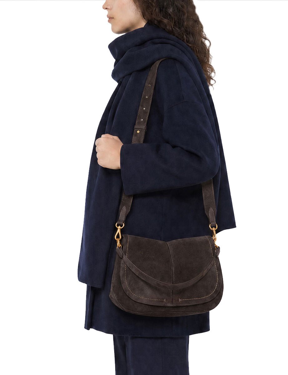 borsa pelle helena round marrone scuro - gianni chiarini - clutch