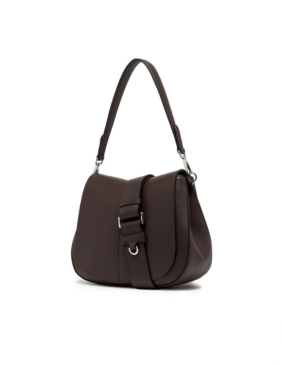 borsa pelle helena round marrone scuro - gianni chiarini - clutch