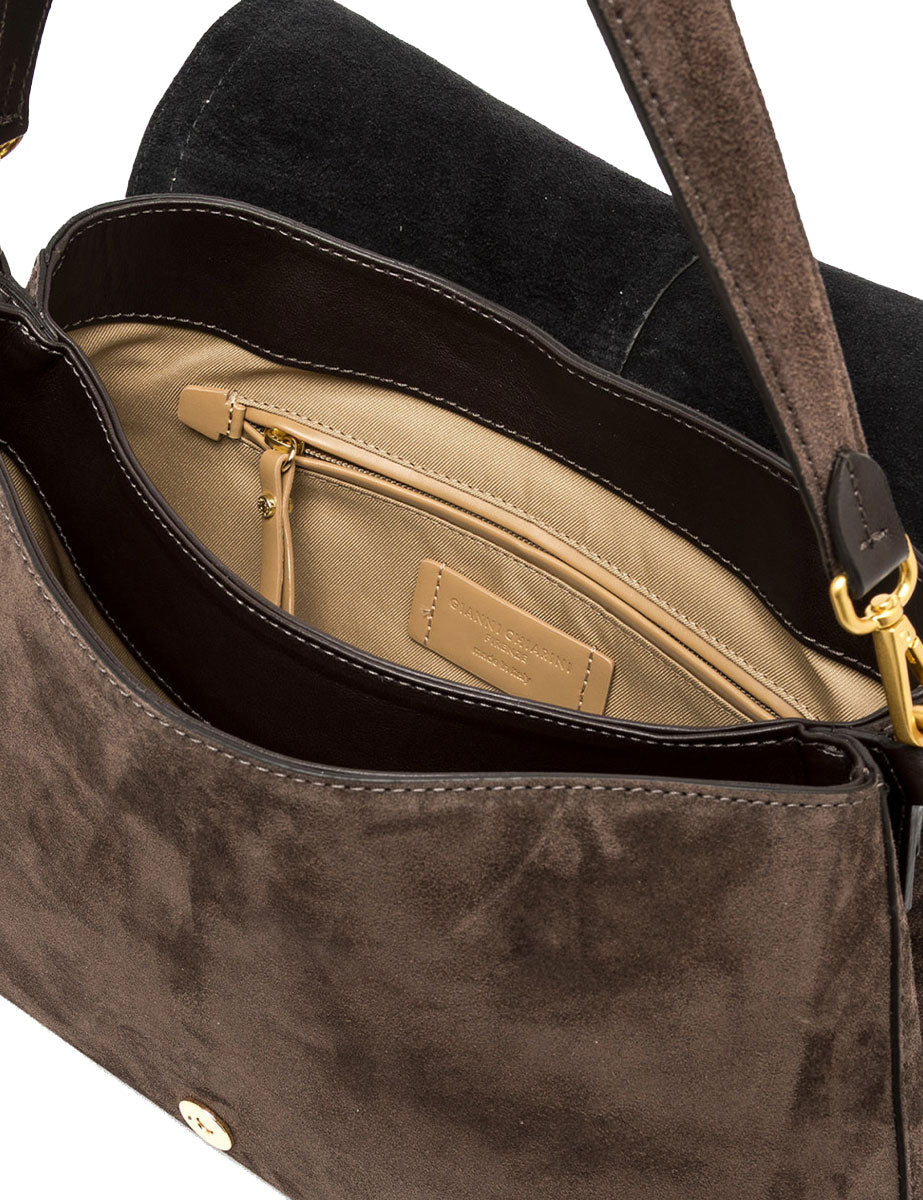 borsa pelle helena round marrone scuro - gianni chiarini - clutch
