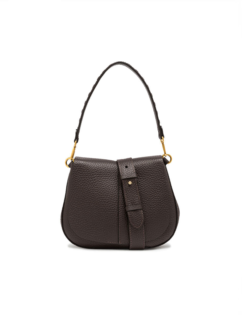 borsa pelle helena round marrone scuro - gianni chiarini - clutch