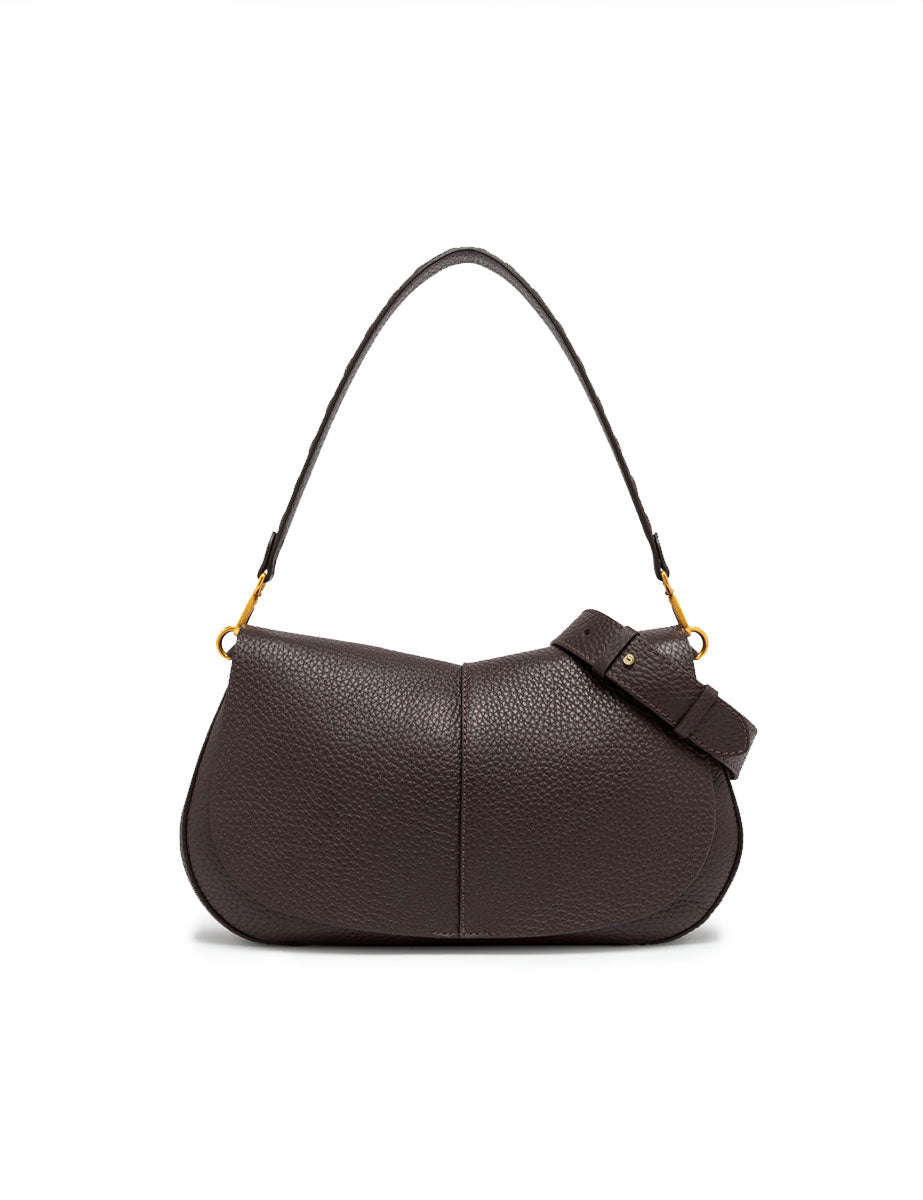 borsa pelle helena round marrone scuro - gianni chiarini - clutch