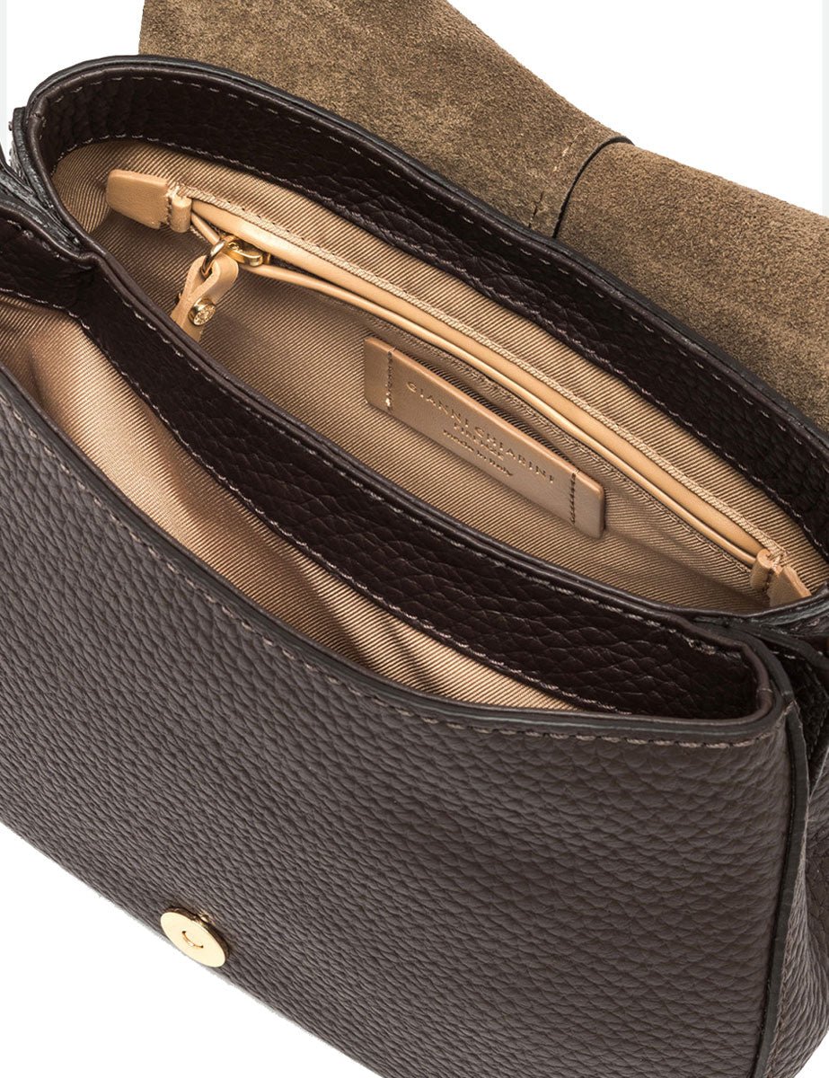 borsa pelle helena round marrone scuro - gianni chiarini - clutch