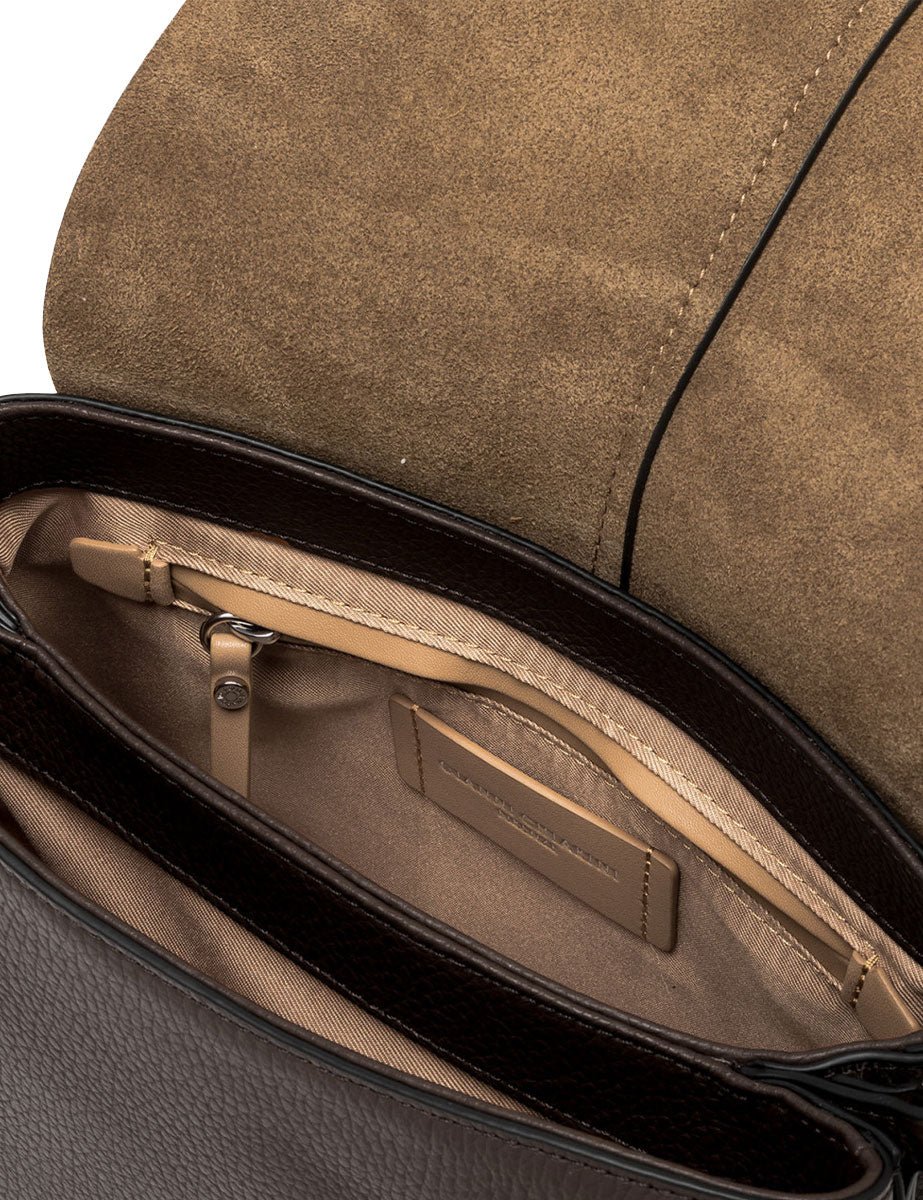 borsa pelle helena round marrone scuro - gianni chiarini - clutch